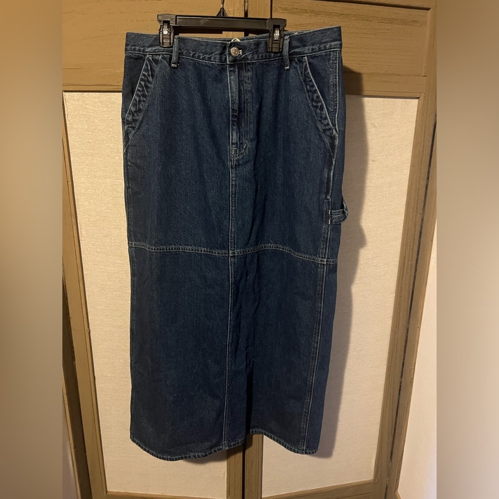 Madewell Denim Carpenter Maxi Skirt in Handlon Wash XL